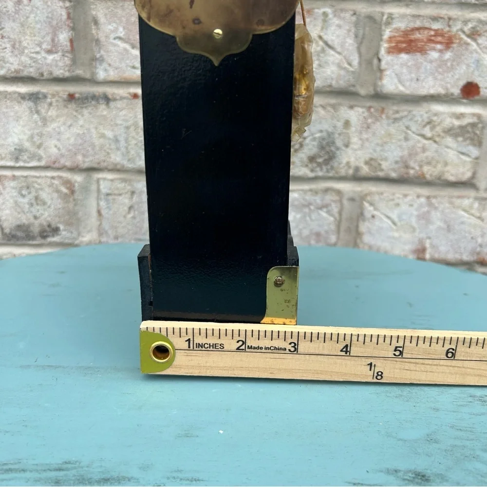 Vintage Mid Century English Bar Set Wood Brass Glass Bottles